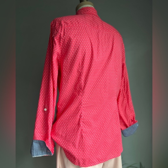 Tommy Hilfiger Polka Dot Button-Up Shirt Pink and White M - Picture 5 of 9